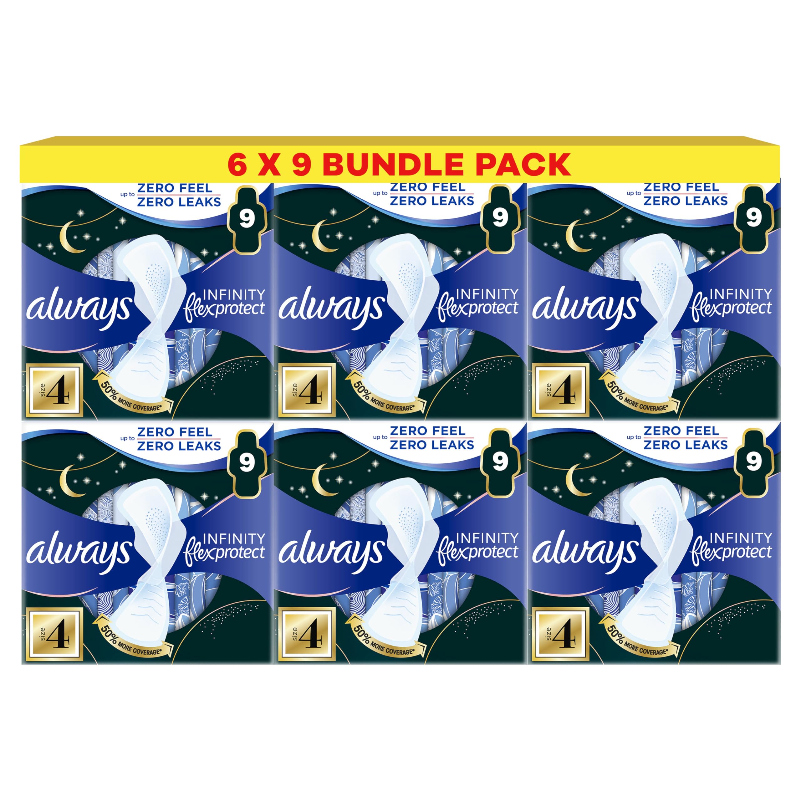 Always Infinity FlexProtect Sanitary Towels, Size 4 Secure Night